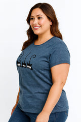 Cat Cartoon Print Cotton Plus Size T-shirt