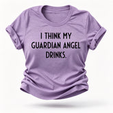 Eu acho que meu anjo da guarda bebe camiseta com slogan feminino