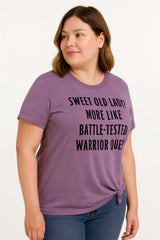 Sweet Old Lady Tee Slogan Letter Graphic Crew Neck Women Plus Size T Shirt