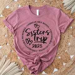 Sisters Trip 2025 Letter Print Women Slogan Plus Size T-Shirt