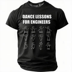 Men's Funny Dance Lessons For Engineers Graphic Printing Loose Cotton Casual Text Letters T-Shirt