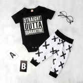 2PCS Straight Outta Quarantine Letter Printed Baby Set