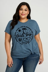 Girls Trip 2024 Printed Women Slogan Plus Size T-Shirt