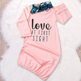 2PCS Baby NewBorn Love At First Sight Floral Print Pajamas