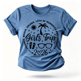 Girl's Trip 2026 Letter Print Women Slogan T-Shirt