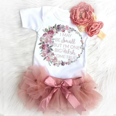 2PCS Baby Ruffled Floral Letter Print Skirt Set
