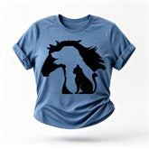 T-shirt avec slogan pour femme, joli cheval, chien, chat