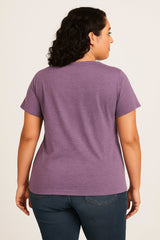 Line Cat Print Crew Neck Short Sleeve Plus Size T-Shirt