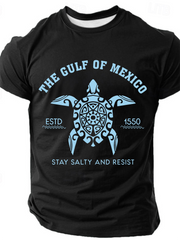 The Gulf of Mexico Letter Print Men Slogan T-Shirt