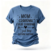 Camiseta feminina com slogan da mamãe, avó, bisavó, estampada