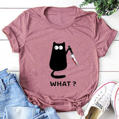 O que? Venda quente de camiseta com estampa de gato engraçado
