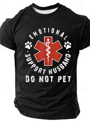 Emotional Support Husband Do Not Pet Casual Cotton-Blend Loose Short Sleeve T-Shirt