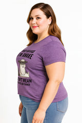 Just Because I'm Awake Cat Print Women Slogan Plus Size T-Shirt