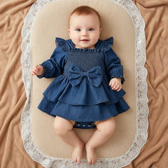 Grace Solid Color Long Sleeve Ruffle Baby Romper
