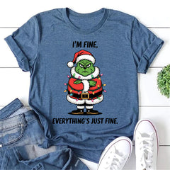 Grumpy Santa Funny Print Women Slogan T-Shirt