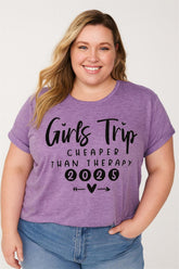 Pretty Girl Trip 2025 Letter Print Women Slogan Plus Size T-Shirt