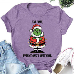 Grumpy Santa Funny Print Women Slogan T-Shirt