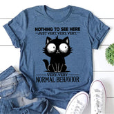 Nothing To See Here Letter Cat Print Women Slogan T-Shirt