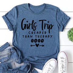 Stylish Girls Trip Letter Print Women Slogan T-Shirt