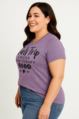 Pretty Girl Trip Letter Print Women Slogan Plus Size T-Shirt