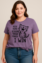 Rock Paper Scissors Print Women Slogan Plus Size T-Shirt