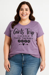 Pretty Girl Trip Letter Print Women Slogan Plus Size T-Shirt