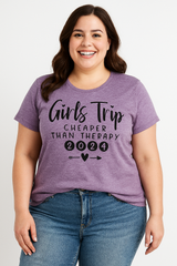 Pretty Girl Trip Letter Print Women Slogan Plus Size T-Shirt