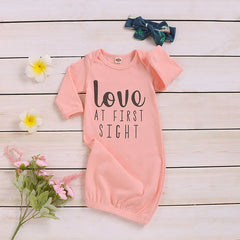 2PCS Baby NewBorn Love At First Sight Floral Print Pajamas