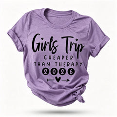 Girl's Trip 2026 Letter Print Women Slogan T-Shirt