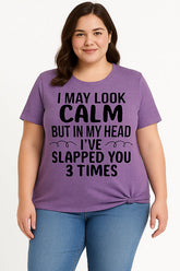 I May Look Calm Print Women Slogan Plus Size T-shirt