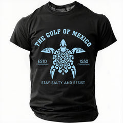 The Gulf of Mexico Letter Print Men Slogan T-Shirt