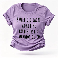 Sweet Old Lady Tee Slogan Letter Graphic Crew Neck Women T Shirt