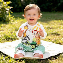 Lively Colored Pencil Animals Printed Baby Jumpsuit