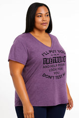 I'll Put You In The Trunk Print Women Slogan V neck Plus Size T-shirt