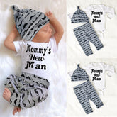 3PCS Baby Boy Mommy's New Man Printed Baby Set