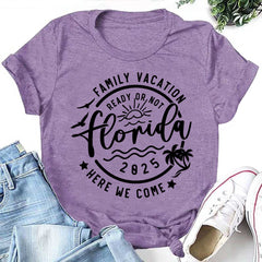 Family Vacation Letter Print Women Slogan T-Shirt
