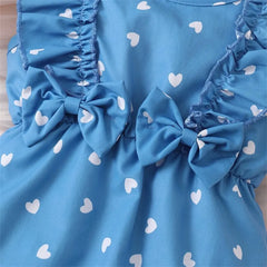2PCS Sweet Heart Print Flutter Sleeve Baby Girl Romper