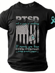 Men's PTSD Awareness Veteran Printed T-shirt
