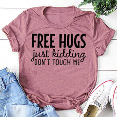 Free Hugs Fashion Letter Print Women Slogan Plus Size T-Shirt