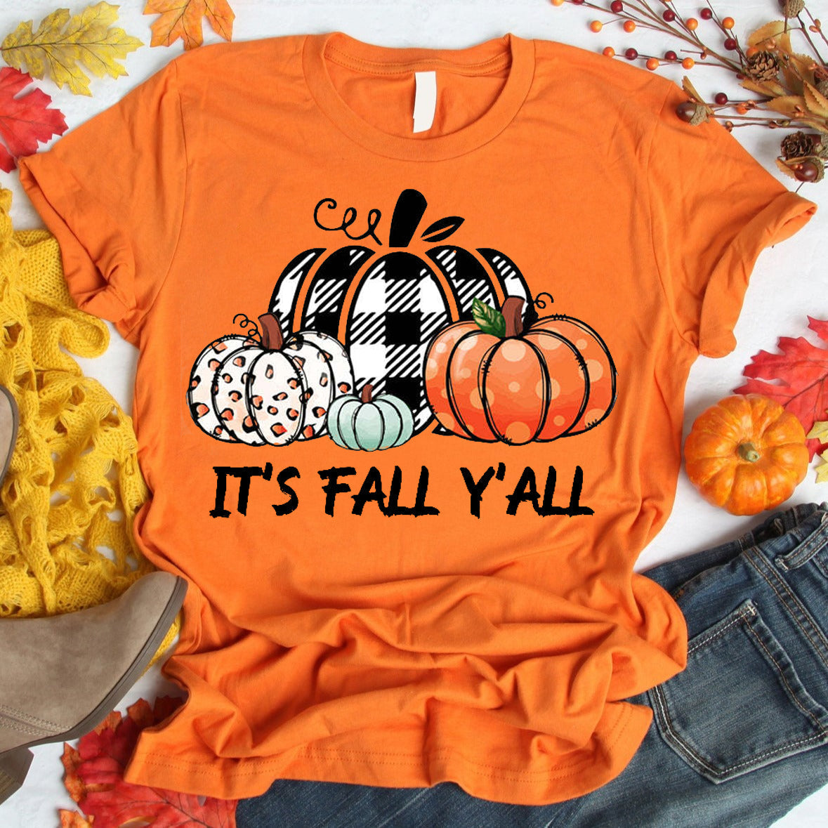 Thanksgiving Pumpkin Print Women Slogan T-Shirt