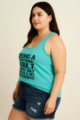 Being A Functional Fashion Letter Print Women Slogan Plus Size Tank Top