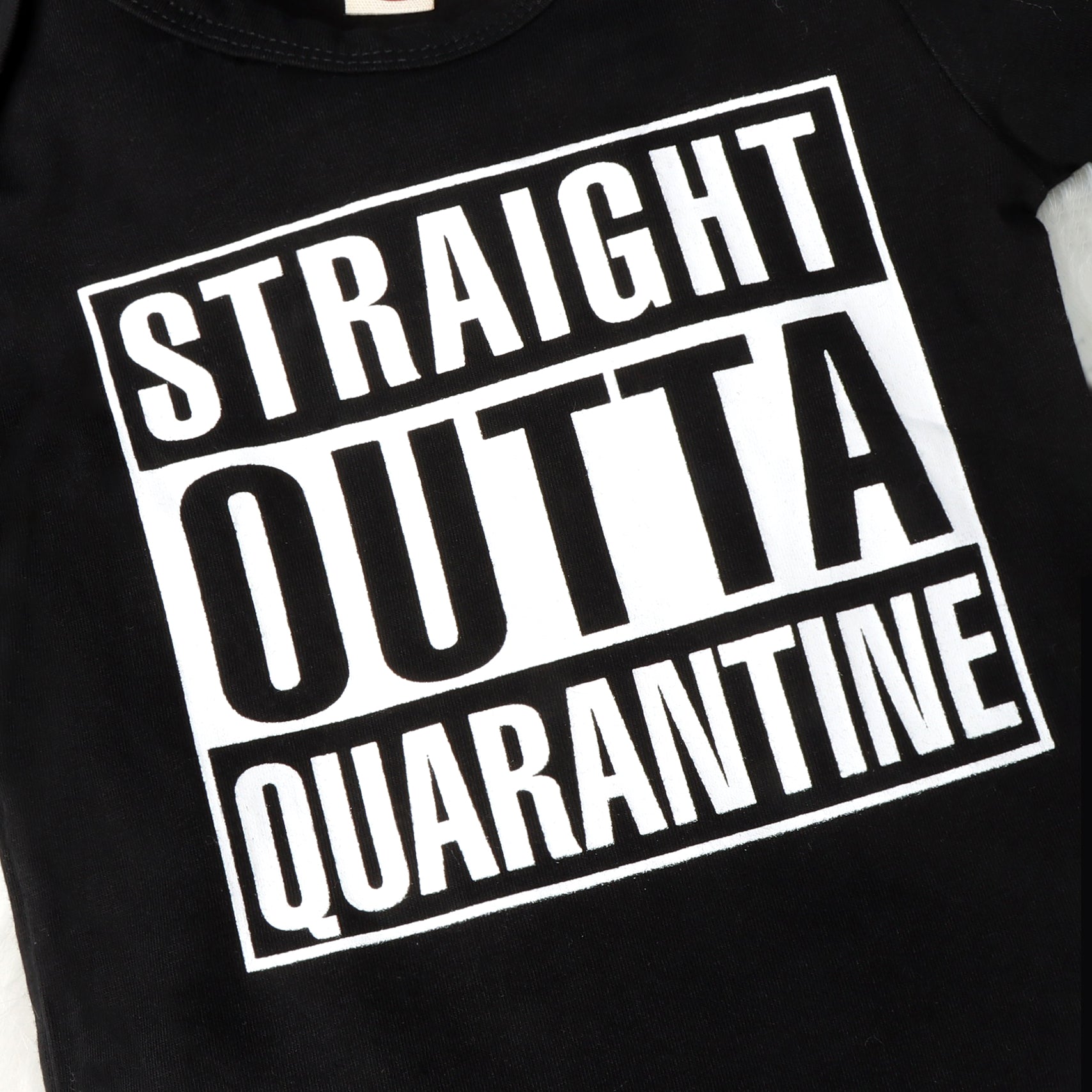 2PCS Straight Outta Quarantine Letter Printed Baby Set