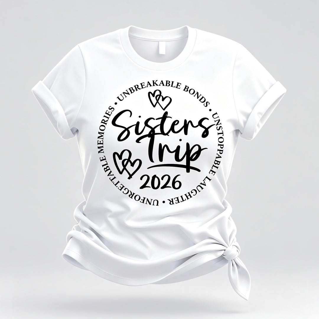 Sister's Trip 2026 Letter Print Women Slogan T-Shirt