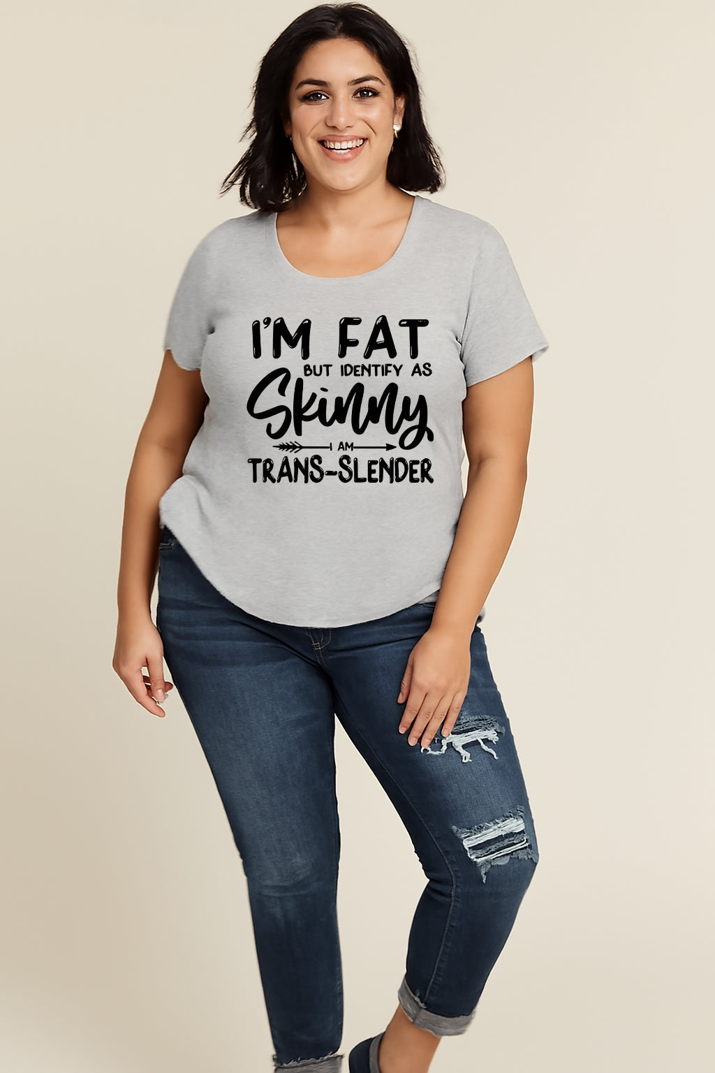 I'm Fat But Identify As Skinny Print Women Slogan Plus Size T-Shirt