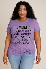 Mom Grandma Great Grandma Print Women Slogan Plus Size T-shirt