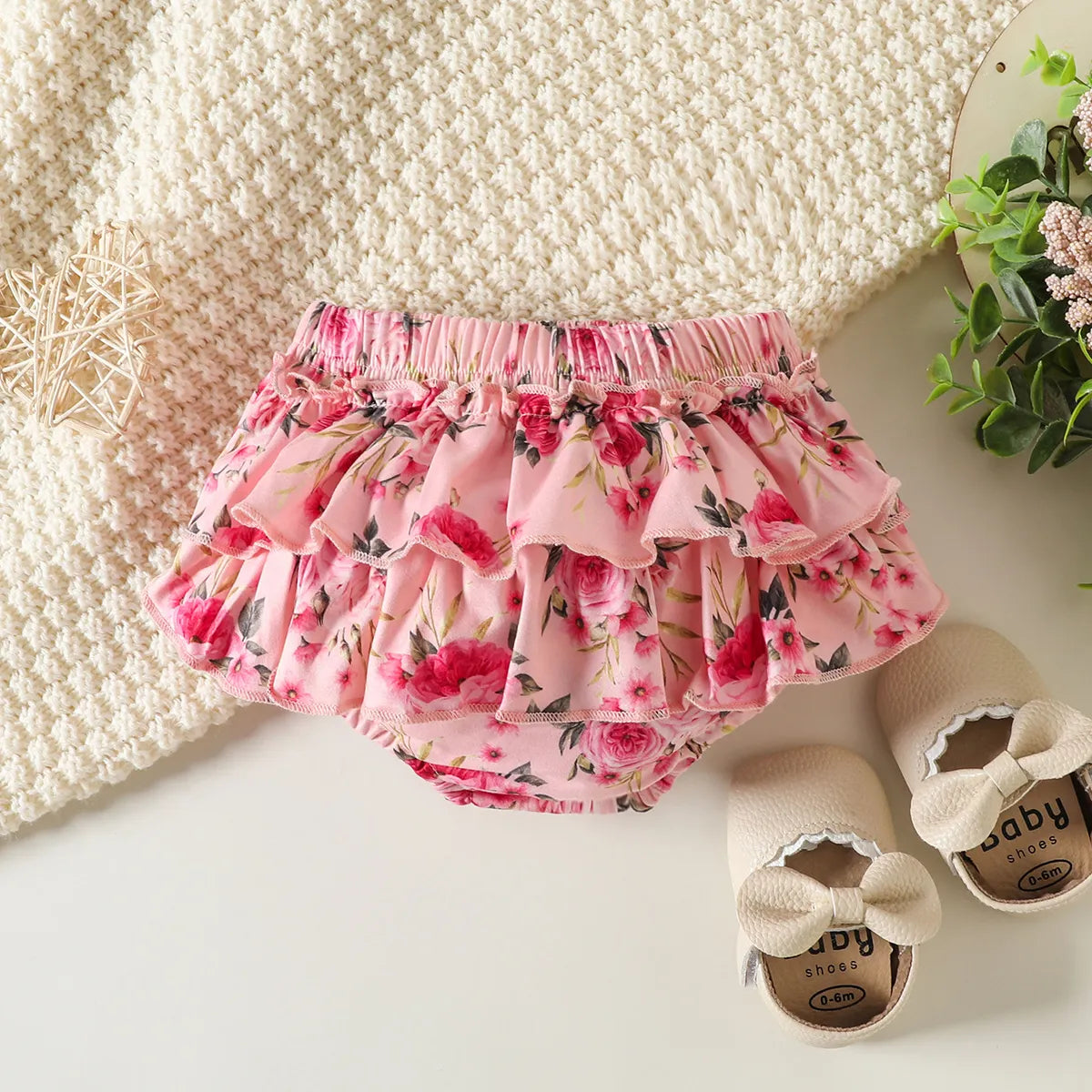 3PCS The Princess Has Arrived Letter Printed Floral Baby Set