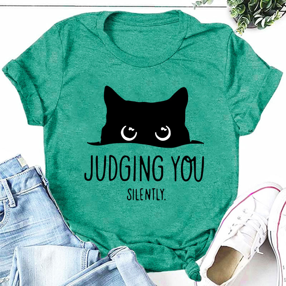 Julgando você imprime camiseta feminina com slogan 