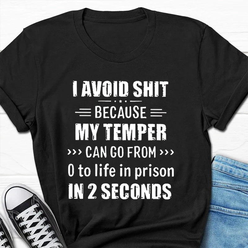 I Avoid Shit Letter Print Men Slogan T-Shirt