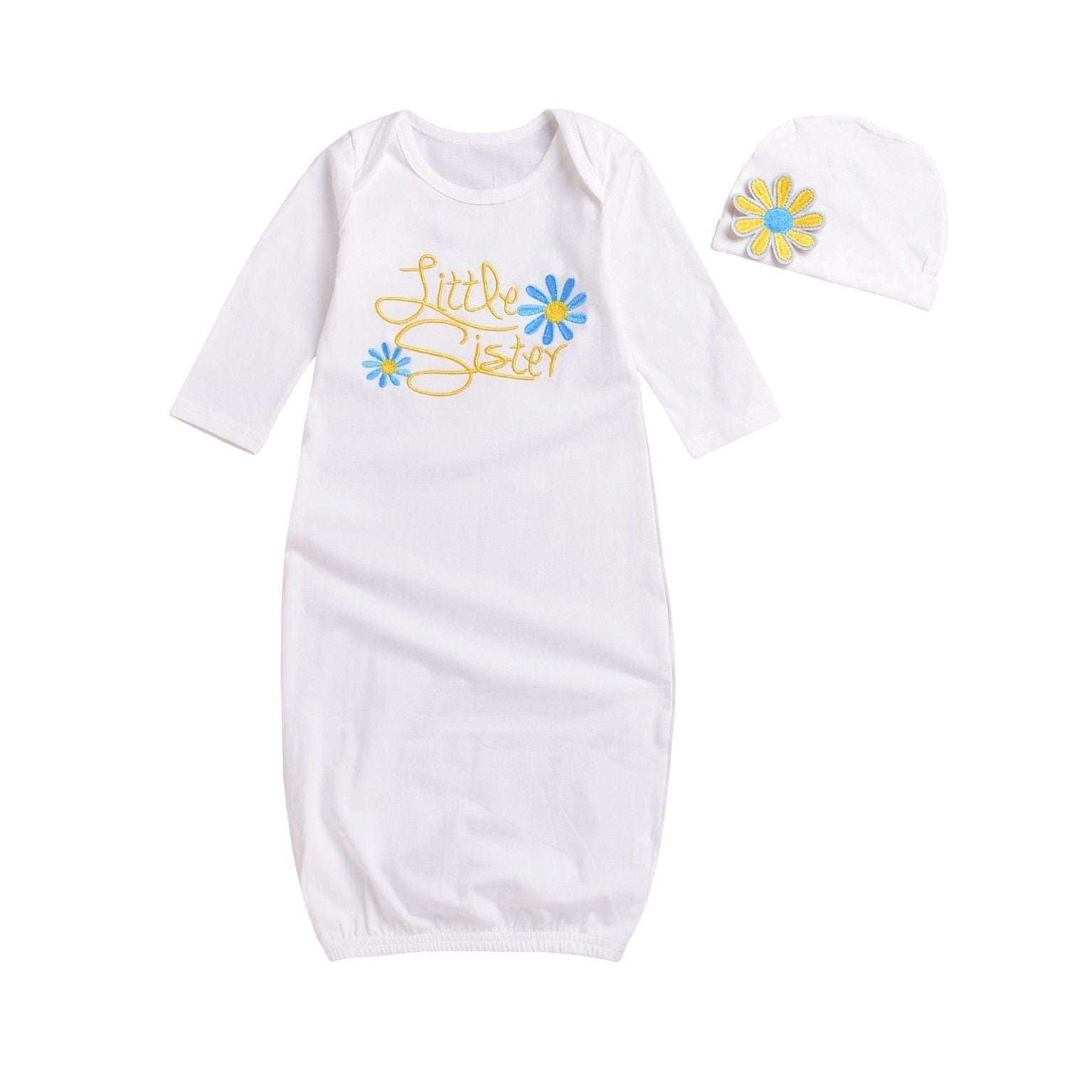 Baby NewBorn Little Sister Floral Print Pajamas and Hat
