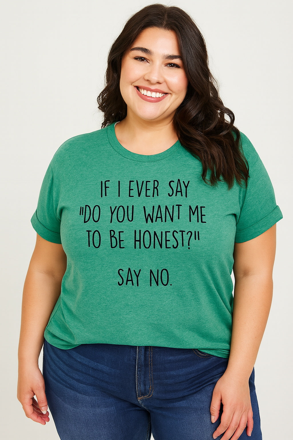 “Do you want me to be honest” Letter Print Plus Size T-Shirt